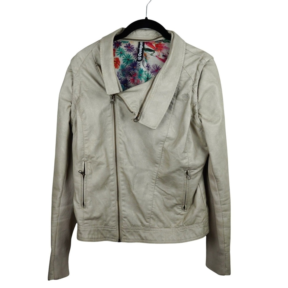 DESIGUAL Biker‎ Moto Jacket Coat Women Size 38 - M